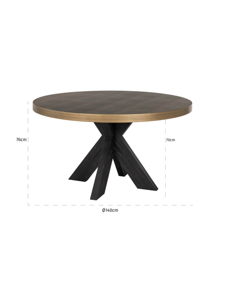 Tavolo da pranzo ottone shagreen piano 140Ø BLOOMVILLE