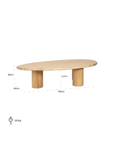 Salontafel natuurlijk eiken OAKLEY | Decoratie Loft Attitude