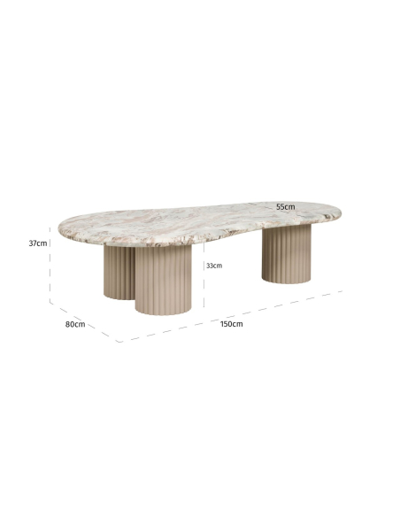 Salontafel poederbeige CORONEL | Decoratie Loft Attitude