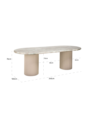 Mesa de comedor beige empolvado 240 CORONEL | Loft Attitude