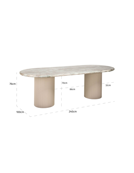 Table à manger beige poudré 240 CORONEL | Loft Attitude
