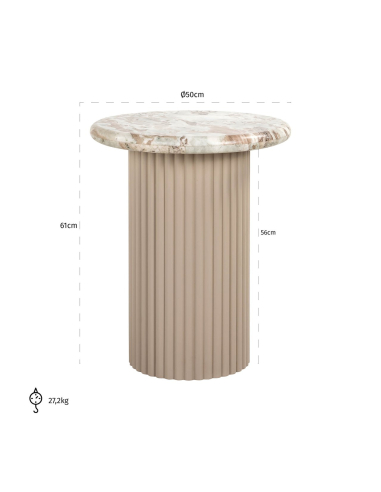 Table d'appoint beige poudré CORONEL | Loft Attitude