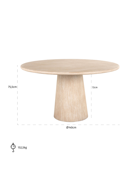 Fictus beige dining table 140Ø