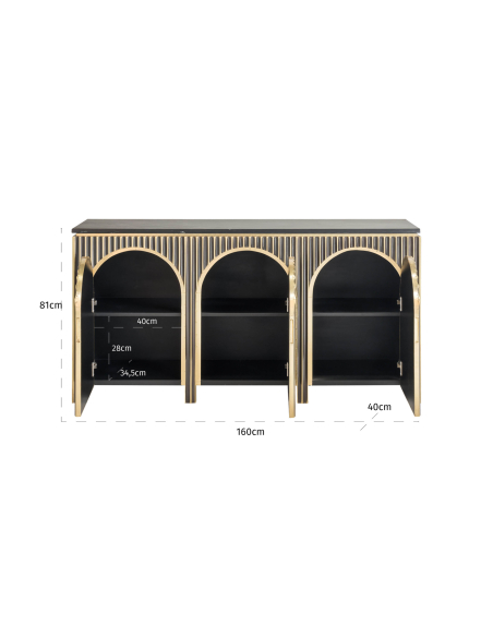 Buffet doré brossé LES ARCS | Mobilier Loft Attitude