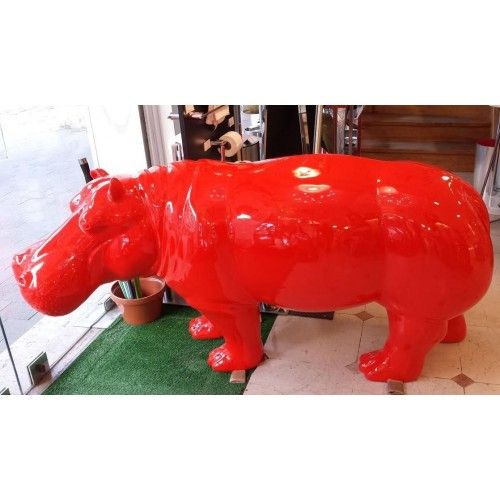 Statue Hippopotamus rotes großes Modell