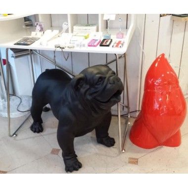 Bulldog-Statue Englische schwarze Matte 2