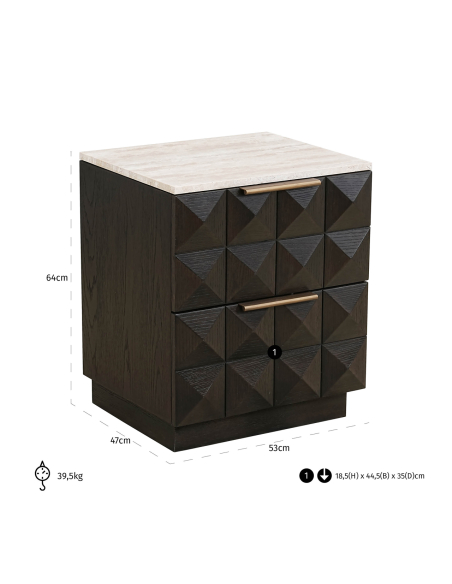 Brown bedside table CLAREMONT | Furniture Loft Attitude