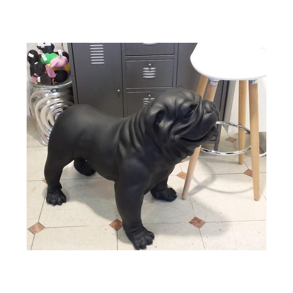 Matte black English bulldog statue