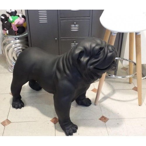 Statue bouledogue Anglais noir mat