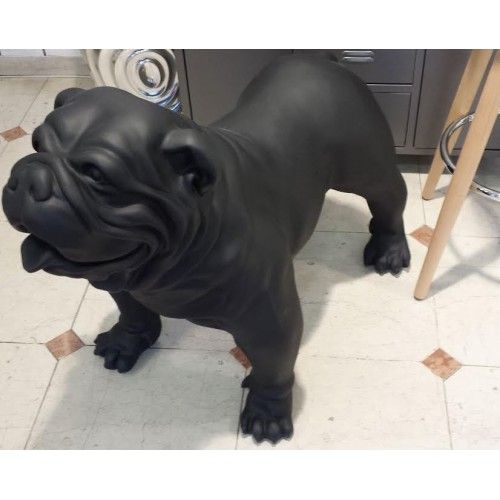 Matte black English bulldog statue