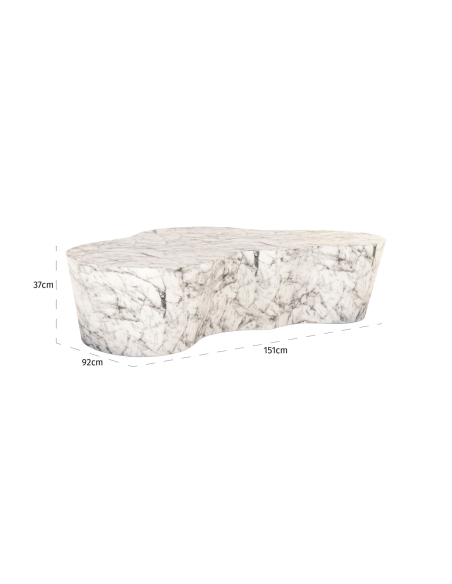 Mesa de centro de exterior efeito mármore branco ROCKYARD