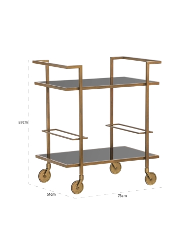 Gebürsteter goldfarbener Servierwagen XO | Designmöbel Loft Attitude