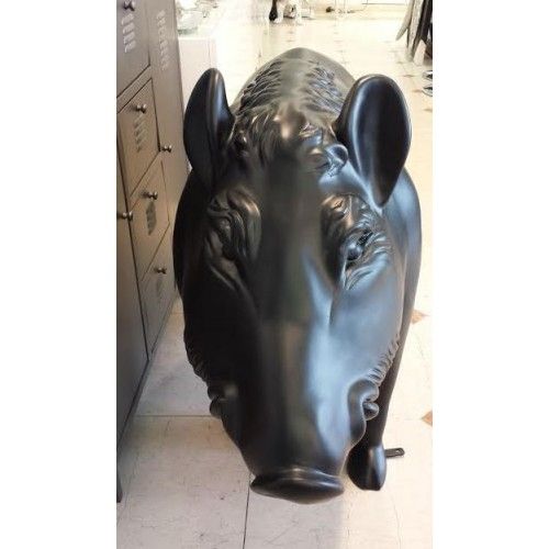 CINGHIALE NERO OPACO DECORATIVO A GRANDEZZA NATURALE