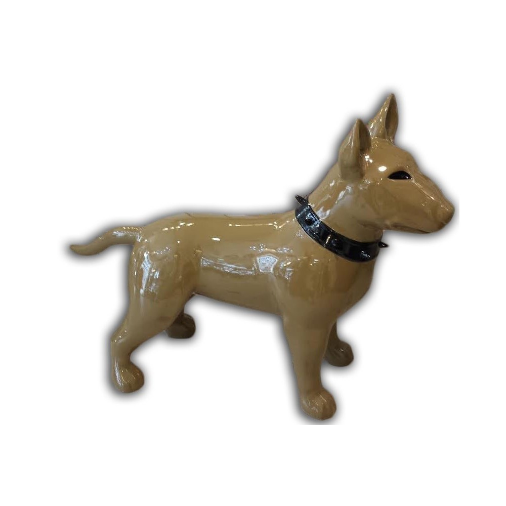 Estátua de Bull Terrier Kaki Colar Preto By-Rod - 1