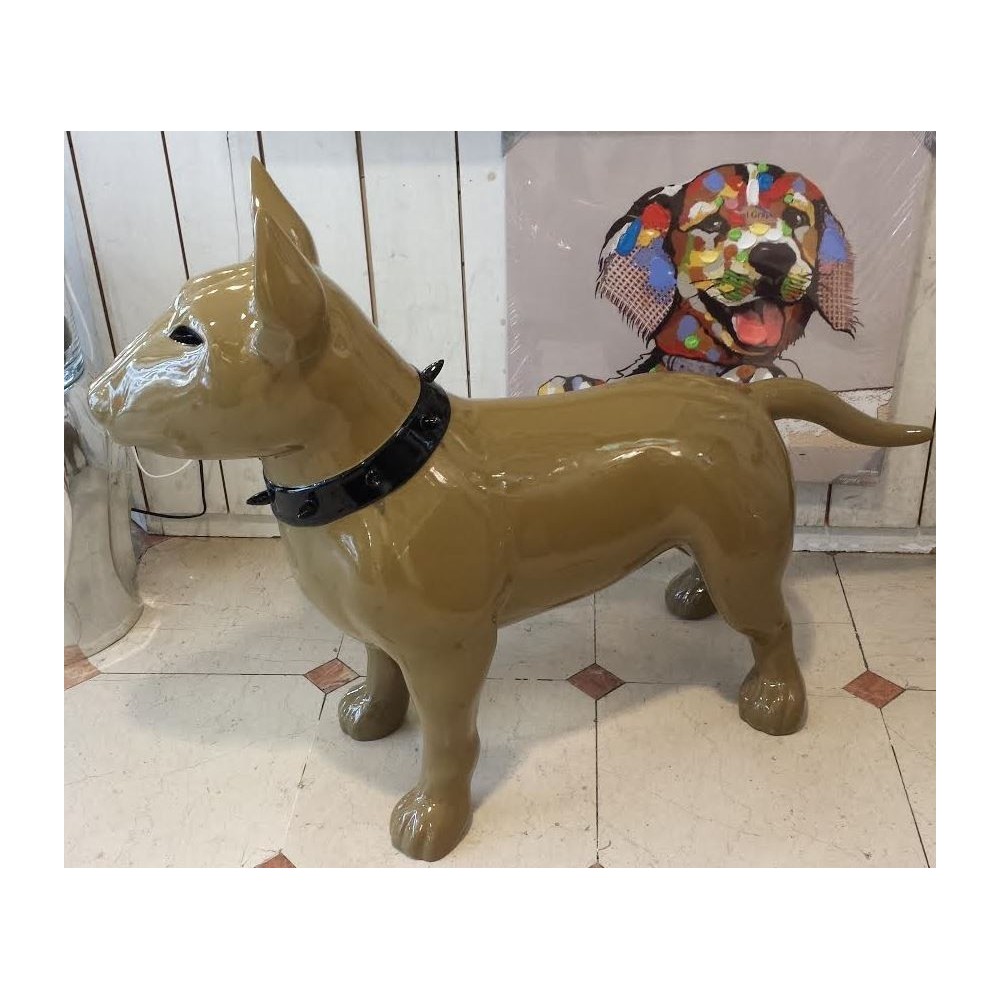 Estatua Bull Terrier kaki collar negro By-Rod - 2