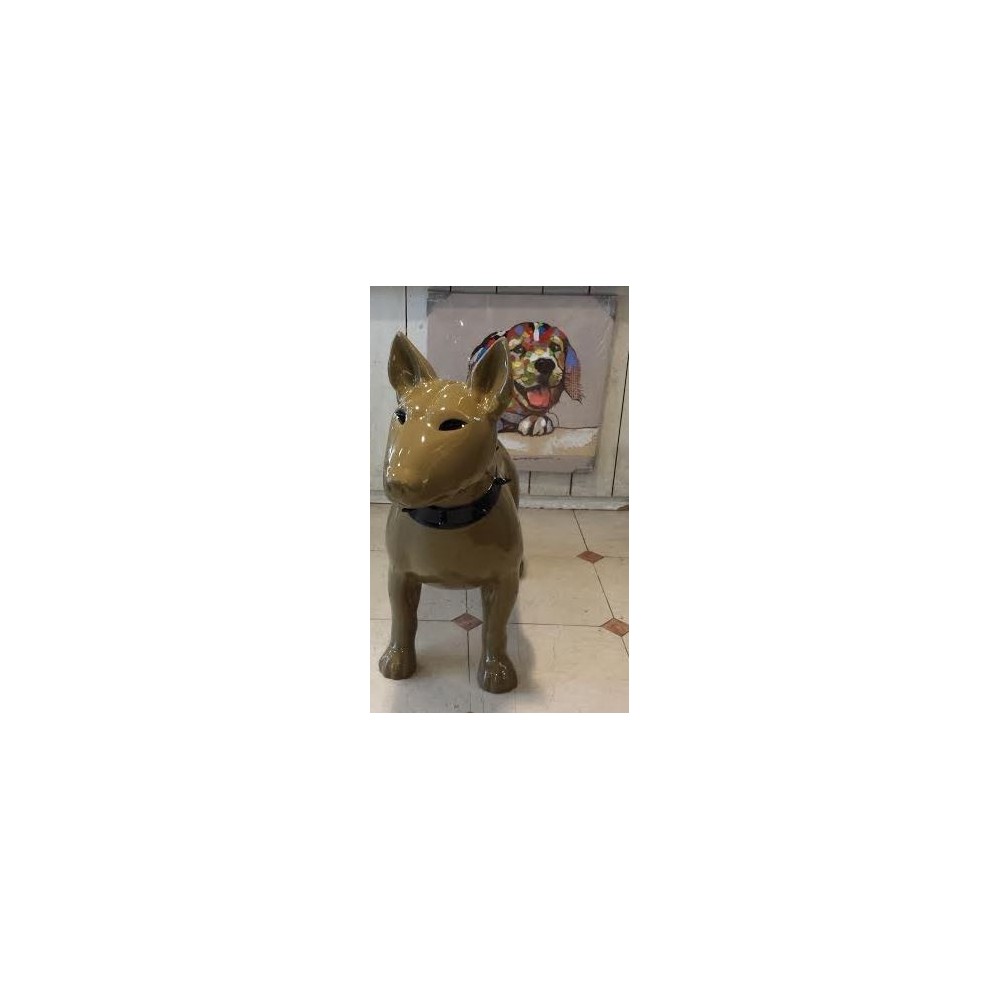 Estatua Bull Terrier kaki collar negro By-Rod - 3