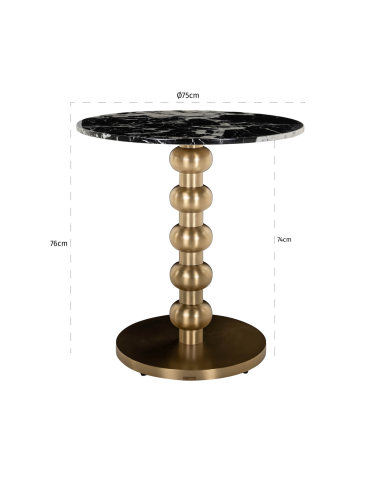 Bistrotafel zwart/goud 75Ø WITLOX | Decoratie Loft Attitude