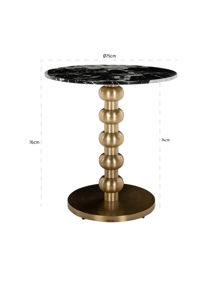 Bistrotafel zwart/goud 75Ø WITLOX | Decoratie Loft Attitude