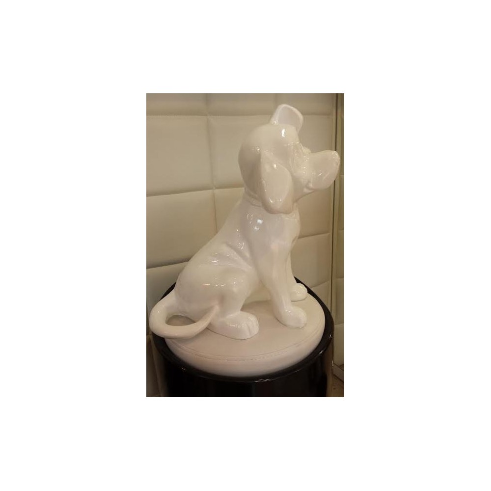 Shiny white Dalmatian dog statue