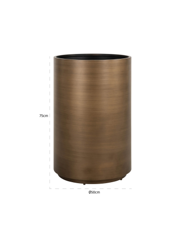 Gebürsteter goldfarbener Blumentopf 50Ø DIRA | Deko Loft Attitude