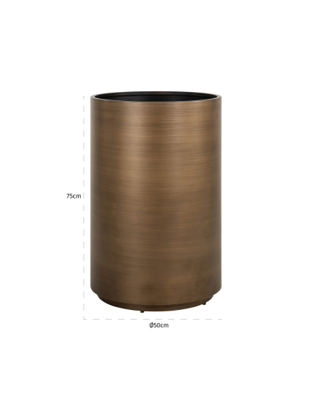 Gebürsteter goldfarbener Blumentopf 50Ø DIRA | Deko Loft Attitude