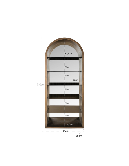 Brushed gold display cabinet BOWIC | Furniture Loft Attitude