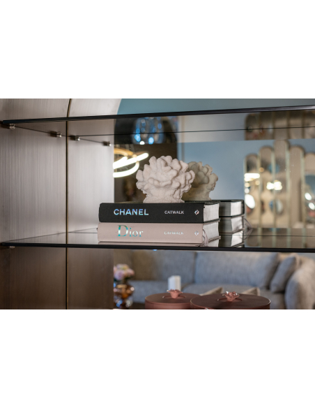 Vitrine doré brossé BOWIC | Mobilier Loft Attitude