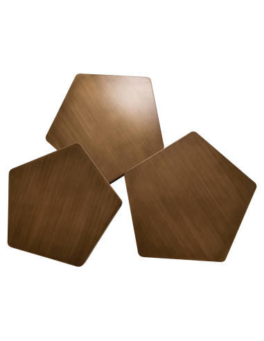 Set aus 3 Couchtischen gebürstet goldfarben HEXA | Loft Attitude