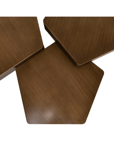 Conjunto de 3 Mesas de Centro dourado escovado HEXA | Loft Attitude