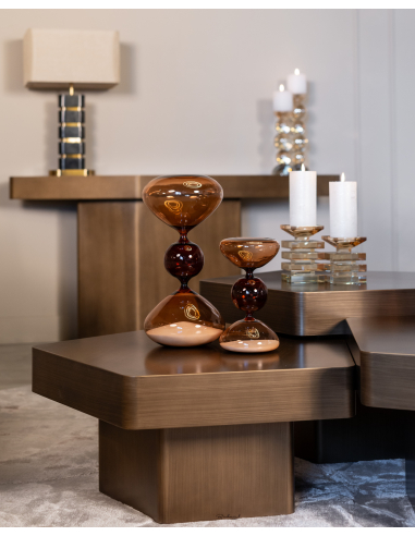Conjunto de 3 Mesas de Centro dourado escovado HEXA | Loft Attitude