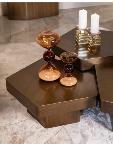 Set aus 3 Couchtischen gebürstet goldfarben HEXA | Loft Attitude