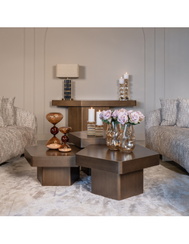 Brushed gold console table HEXA | Furniture Loft Attitude