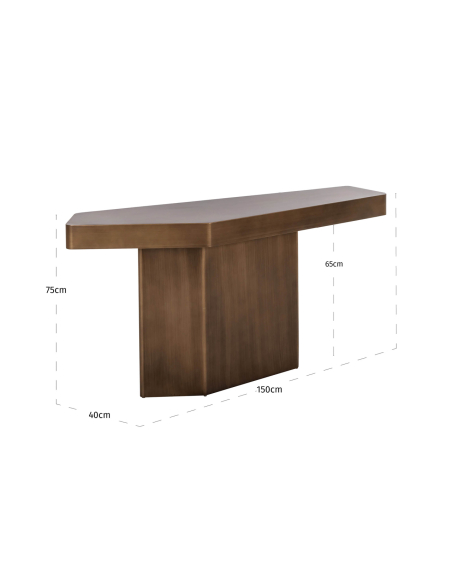 Consola dourada escovada HEXA | Mobiliário Loft Attitude
