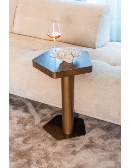 Bijzettafel goud geborsteld HEXA | Decoratie Loft Attitude