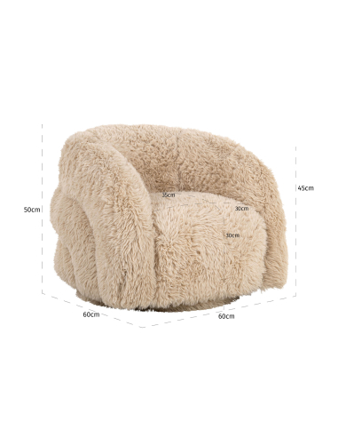 Draaibare kinder-loungefauteuil Yakety zand LENNY