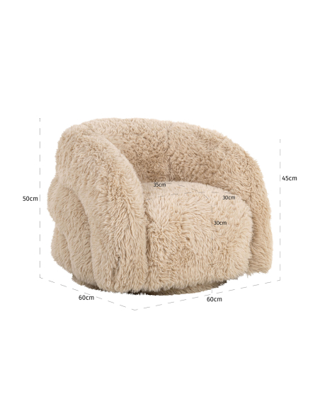 Draaibare kinder-loungefauteuil Yakety zand LENNY