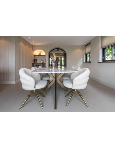 Danish oval powder beige dining table 220 BOTTEGA