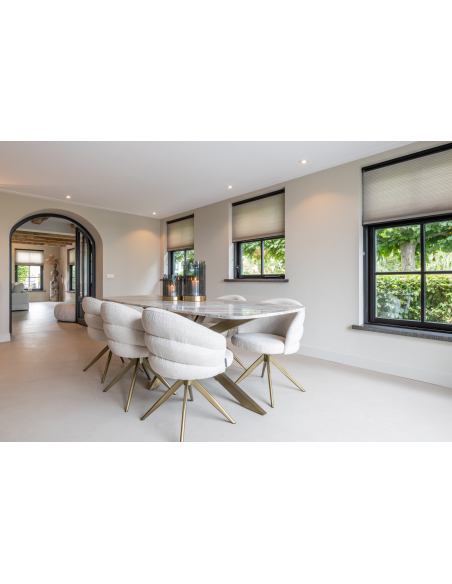 Mesa de comedor ovalada danesa beige empolvado 220 BOTTEGA
