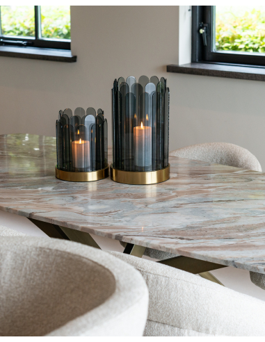 Mesa de comedor ovalada danesa beige empolvado 220 BOTTEGA