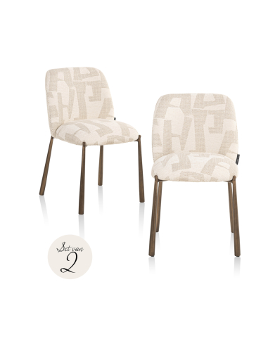 Set di 2 sedie da pranzo beige Graffic LANA