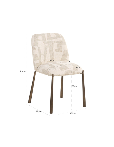 Conjunto de 2 Cadeiras de Sala de Jantar bege Graffic LANA