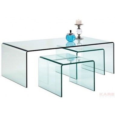 Mesa de café de vidro com mesas extras (3 / set) Kare design - 1