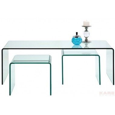 Glas Couchtisch mit zusätzlichen Tischen (3 / Set) Kare design - 1 2