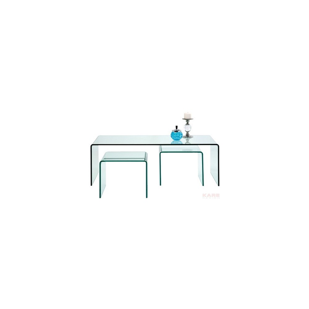 Table basse en verre avec tables d'appoint (3/set) Kare design - 2