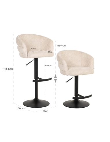 Sgabello da bar beige Niagara girevole ignifugo NIKKI