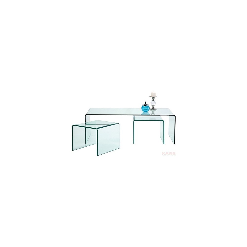 Glass coffee table with extra tables (3/set) Kare design - 3