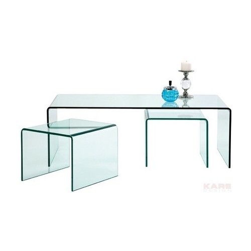 Glass coffee table with extra tables (3/set) Kare design - 3