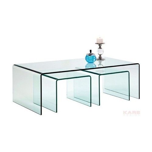 Table basse en verre avec tables d'appoint (3/set) Kare design - 4