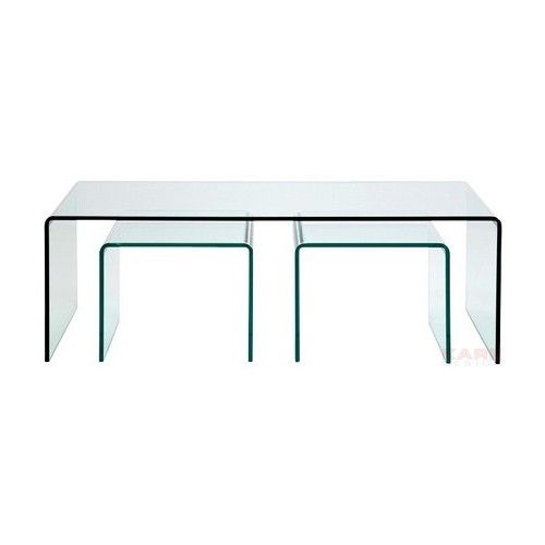 Glass coffee table with extra tables (3/set) Kare design - 6