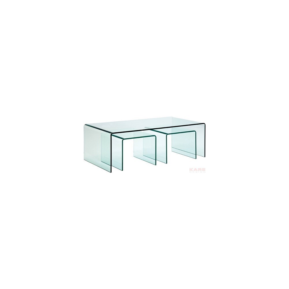 Table basse en verre avec tables d'appoint (3/set) Kare design - 7